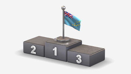 Tuvalu 3D waving flag illustration on winner podium.