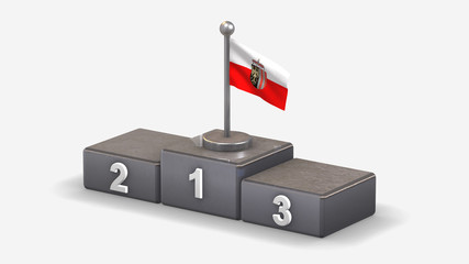 Upper Austria 3D waving flag illustration on winner podium.