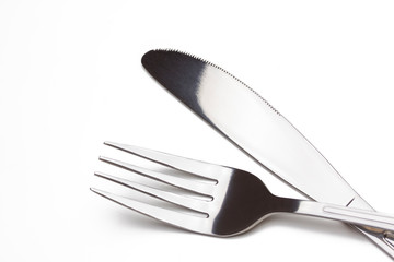 Fork and knife close-up isolated, cutlery, flatware.