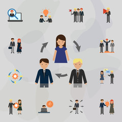 Team color icon. Universal set of business for website design and development, app development