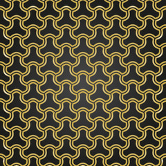Seamless vector ornament. Modern black and golden background. Geometric modern pattern