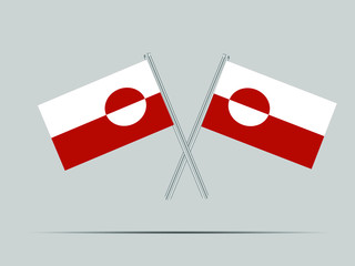 Flagpole with National flag of  Greenland. Original colors and proportion. Graphic design vector illustration, from  countries set. For icon, logo, web, education.