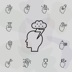 Head, cloud, thunder icon. Universal set of creative thinking for website design and development, app development
