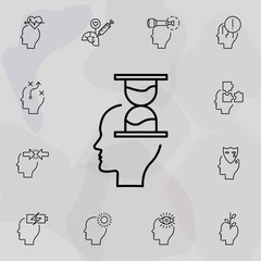 Hourglass, brain icon. Universal set of creative thinking for website design and development, app development