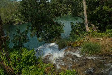  View of  waterfalls in Krka national park, Croatia.