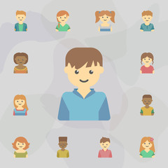 avatar of boy colored icon. Universal set of kids avatars for website design and development, app development