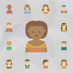 avatar of black girl colored icon. Universal set of kids avatars for website design and development, app development