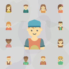 avatar of teenager colored icon. Universal set of kids avatars for website design and development, app development