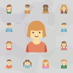 avatar of girl colored icon. Universal set of kids avatars for website design and development, app development