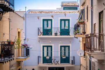Fototapeta na wymiar Morning streets of Castellammare del Golfo, Sicily in Italy