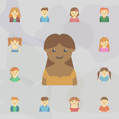 avatar of black girl colored icon. Universal set of kids avatars for website design and development, app development
