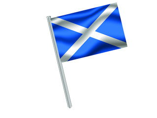 Flagpole of National flag of Scotland know as Alba, part of United Kingdom of Great Britain. original colors and proportion. Vector illustration, from countries flag set.