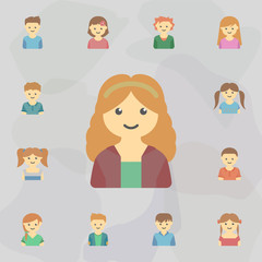 avatar of girl colored icon. Universal set of kids avatars for website design and development, app development