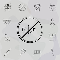 Forbidden sound, no sound concept line icon. Universal set of maternity for website design and development, app development