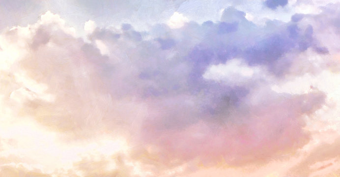 Aesthetic Pastel Wallpapers. Sky with Clouds Realistic Painting