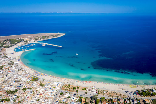 San vito lo Capo coast line tourist beach aerial view © Alexey Oblov