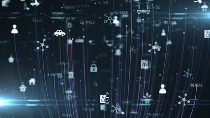 Fototapeta premium Internet of things IOT mobile data network connectivity conceptual 3D render