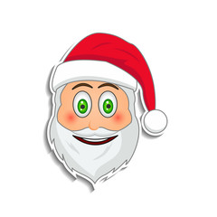 Emoji santa claus in sticker style. Winter holidays emotion. Santa clause in surprised, smile emoji icon