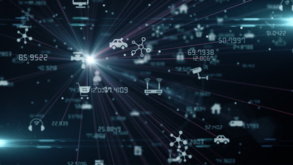 Internet of things IOT Home cloud computing network data wireless - render illustration