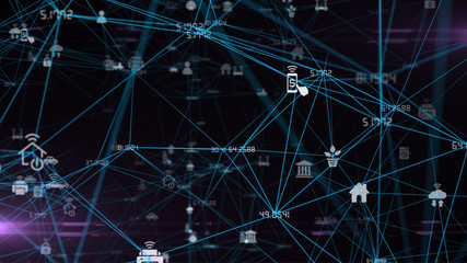 Big data cloud computing internet of things IOT AI network technology - render illustration