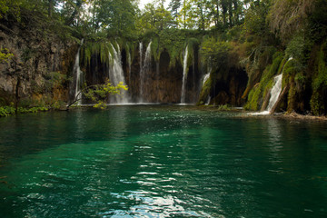 Fototapeta na wymiar View of waterfalls in Plitvice Lakes National Park, Croatia.