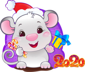 White Metal Rat - symbol of Chinese horoscope for New 2020 Year.