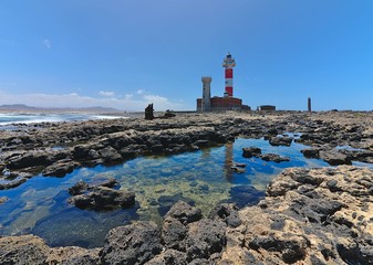 Fototapeta premium Toston lighthouse in El Cotillo at Fuerteventura Canary Islands