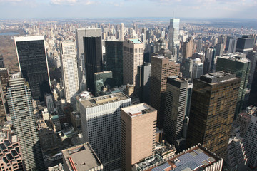 Aerial view of the largest buildings in New York City