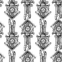 Pattern with old Cuckoo clock
