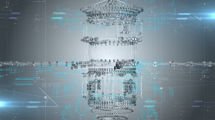 Engineering design for aeronautical aerospace industry technology development - 3D illustration rendering