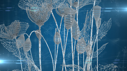 Biotech molecular chemistry engineering pharmaceutical medicine research - 3D illustration rendering