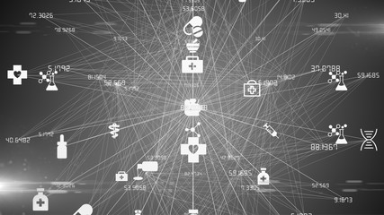 Medical health care technology network and services - illustration rendering