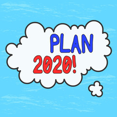 Handwriting text Plan 2020. Conceptual photo detailed proposal doing achieving something next year Asymmetrical uneven shaped format pattern object outline multicolour design