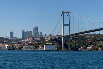 Panorama from Bosporus to city of Istanbul, Turkey