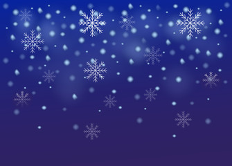 Winter Merry Christmas and Happy New Year snowfall background. Vector flat cartoon graphic design illustration