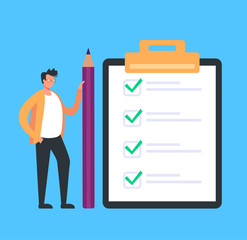 Checklist to do done list concept. Vector flat cartoon graphic design illustration