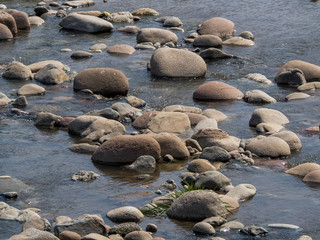 River rocks on a sunny day.