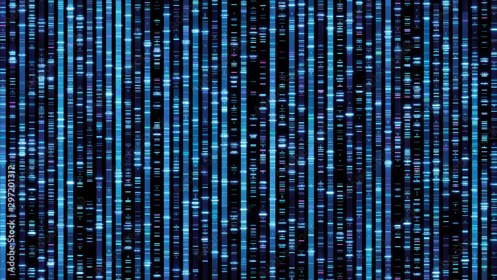 Wall mural dna sequencing the bases of a fragment of dna abstract background
