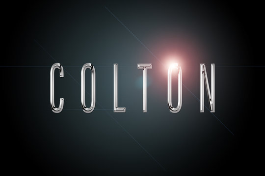 first name Colton in chrome on dark background with flashes