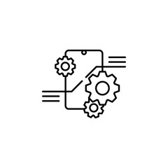 Obraz premium Smartphone gears icon. Simple line, outline vector of artificial Intelligence icons for ui and ux, website or mobile application