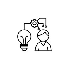 Lightbulb gear man innovation icon. Simple line, outline vector of artificial Intelligence icons for ui and ux, website or mobile application