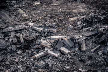 Heaps of rubble and debris