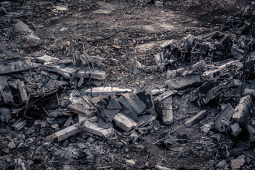 Heaps of rubble and debris