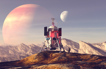 Scene of Module landed on other planet,3d illustration © Joe Therasakdhi