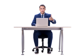 Employee working isolated on white background