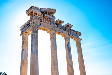 Ruins of Apollon Temple in Side Ancient City in Antalya, Turkey