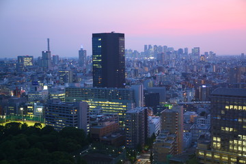 Tokyo sunset night view from Bunkyo Japan