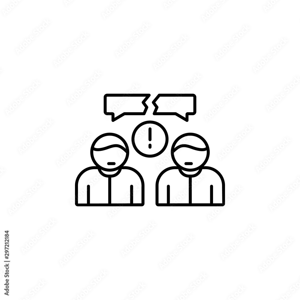 Poster work dialogue chat bobble problem icon. simple line, outline vector of office icons for ui and ux, w
