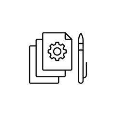 File setting pen icon. Simple line, outline vector of office icons for ui and ux, website or mobile application on white background