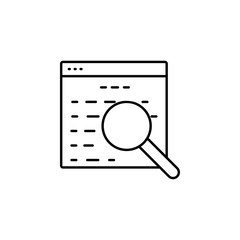 Website search work office icon. Simple line, outline vector of office icons for ui and ux, website or mobile application